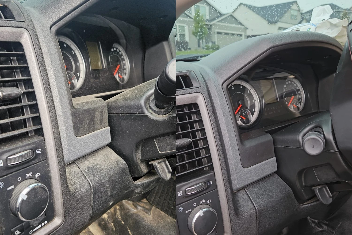 Dashboard before and after detailing
