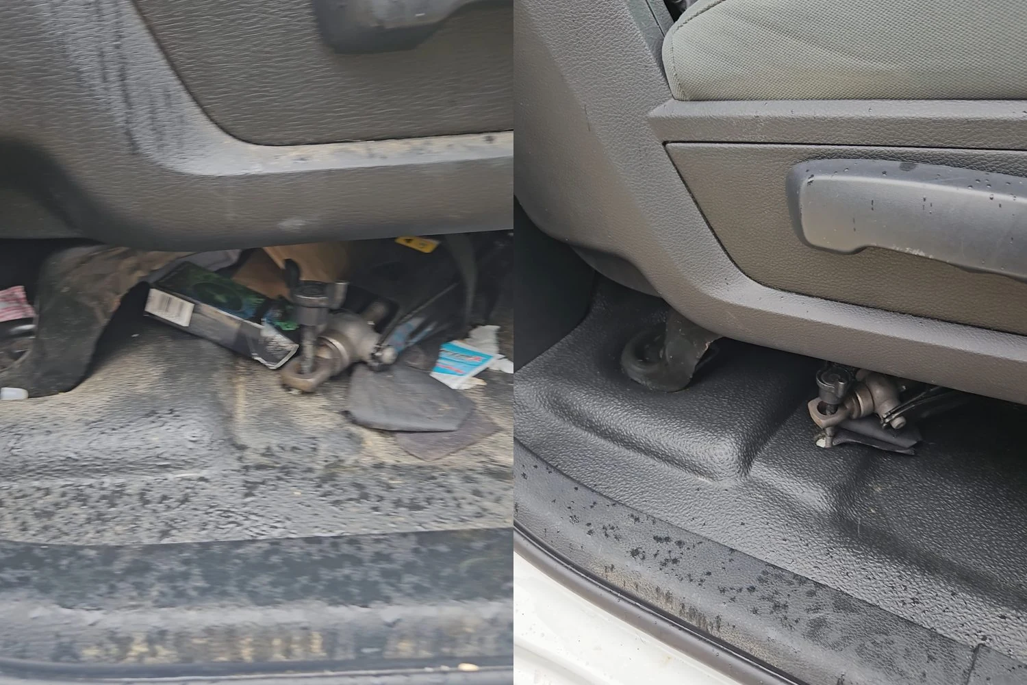 Footwell before and after detailing
