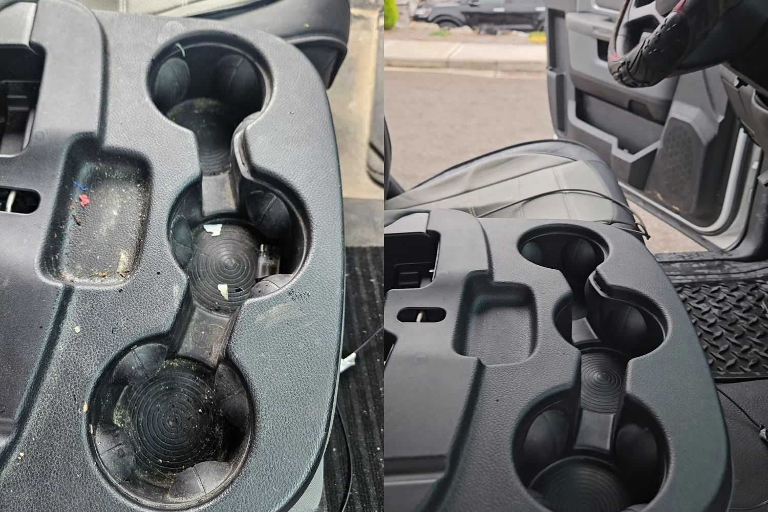 Cup holders before and after detailing